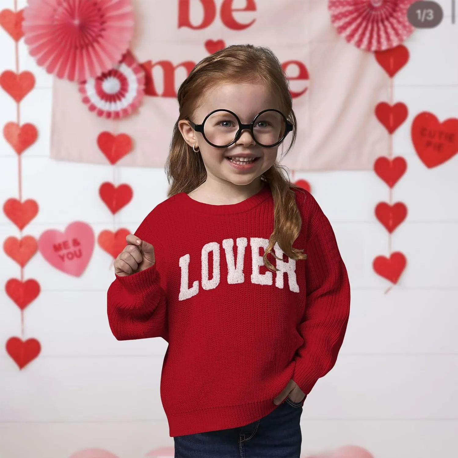 CM C&M WODRO Toddler Valentines Outfit Boy Girl Lover Embroidered Knit Sweater Kid Warm Crewneck Top Pullover Sweatshirt