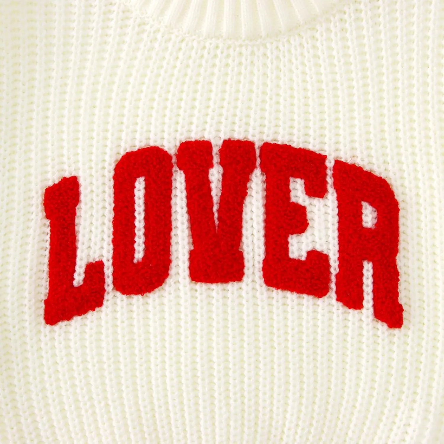 CM C&M WODRO Toddler Valentines Outfit Boy Girl Lover Embroidered Knit Sweater Kid Warm Crewneck Top Pullover Sweatshirt