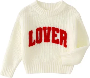 CM C&M WODRO Toddler Valentines Outfit Boy Girl Lover Embroidered Knit Sweater Kid Warm Crewneck Top Pullover Sweatshirt