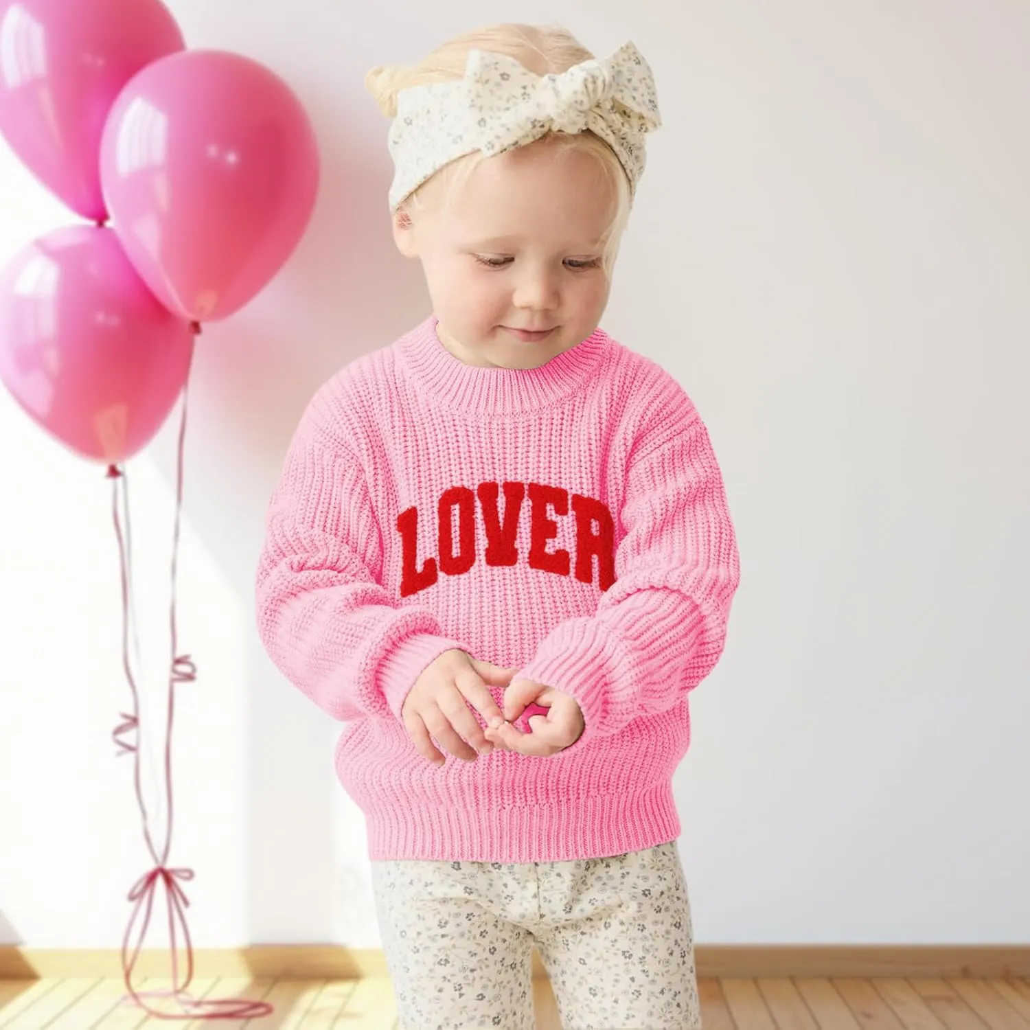 CM C&M WODRO Toddler Valentines Outfit Boy Girl Lover Embroidered Knit Sweater Kid Warm Crewneck Top Pullover Sweatshirt