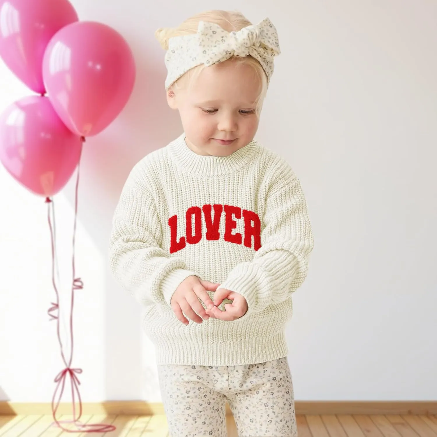 CM C&M WODRO Toddler Valentines Outfit Boy Girl Lover Embroidered Knit Sweater Kid Warm Crewneck Top Pullover Sweatshirt