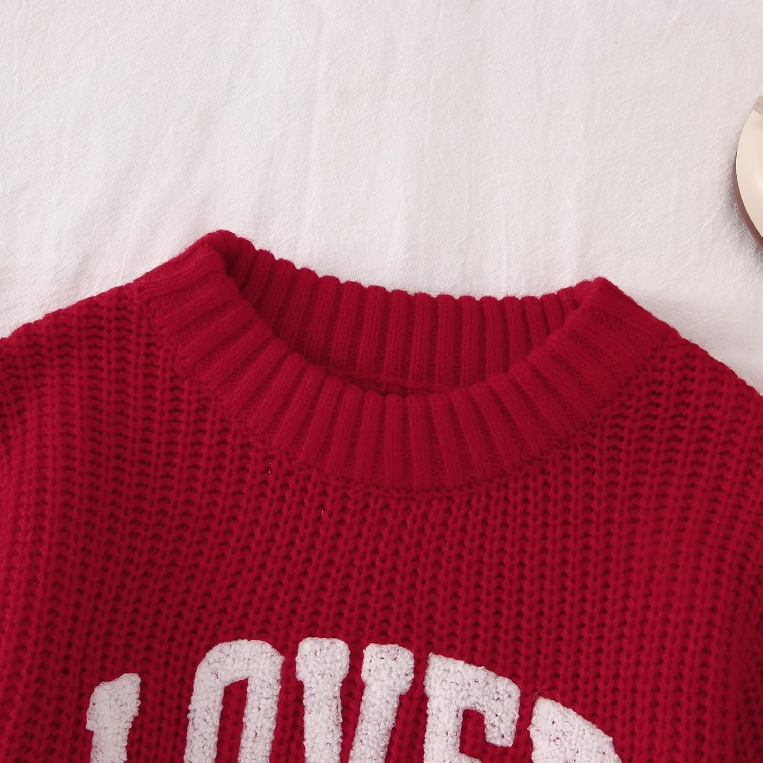 CM C&M WODRO Toddler Valentines Outfit Boy Girl Lover Embroidered Knit Sweater Kid Warm Crewneck Top Pullover Sweatshirt
