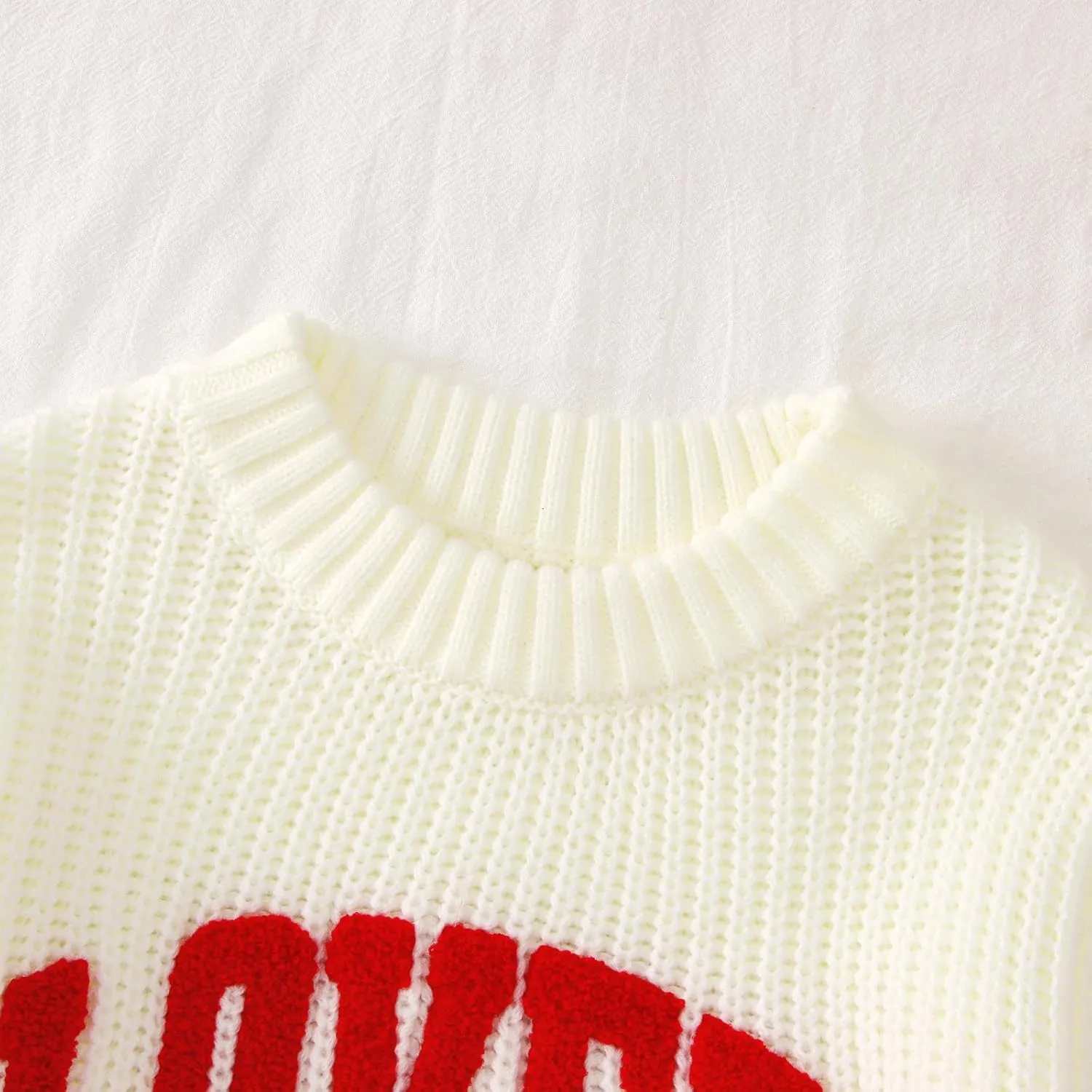 CM C&M WODRO Toddler Valentines Outfit Boy Girl Lover Embroidered Knit Sweater Kid Warm Crewneck Top Pullover Sweatshirt