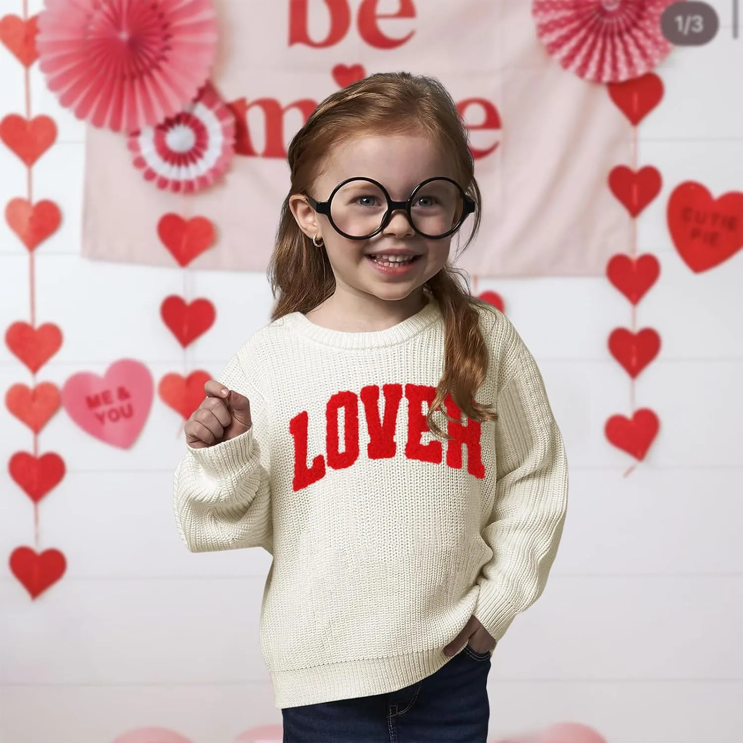 CM C&M WODRO Toddler Valentines Outfit Boy Girl Lover Embroidered Knit Sweater Kid Warm Crewneck Top Pullover Sweatshirt