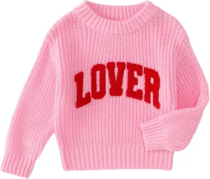 CM C&M WODRO Toddler Valentines Outfit Boy Girl Lover Embroidered Knit Sweater Kid Warm Crewneck Top Pullover Sweatshirt