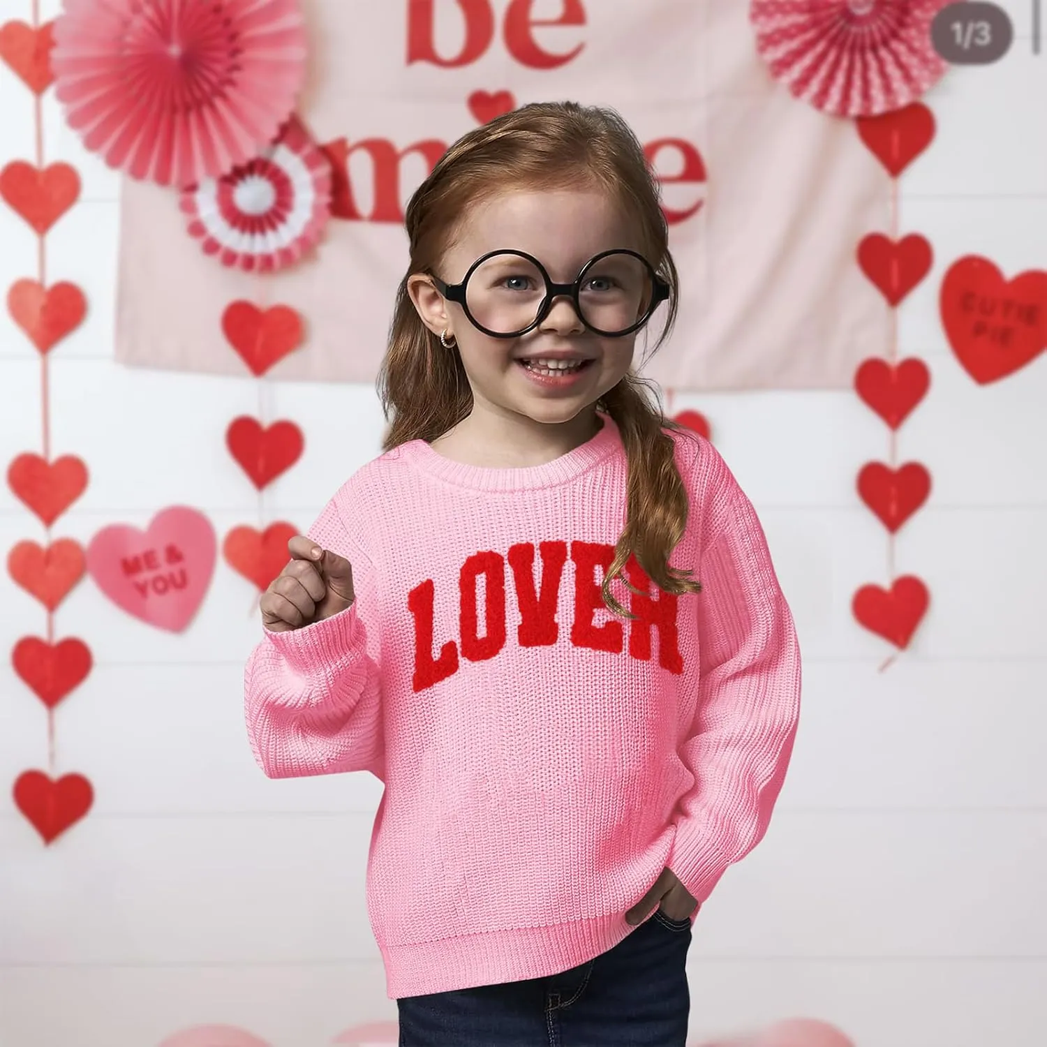 CM C&M WODRO Toddler Valentines Outfit Boy Girl Lover Embroidered Knit Sweater Kid Warm Crewneck Top Pullover Sweatshirt