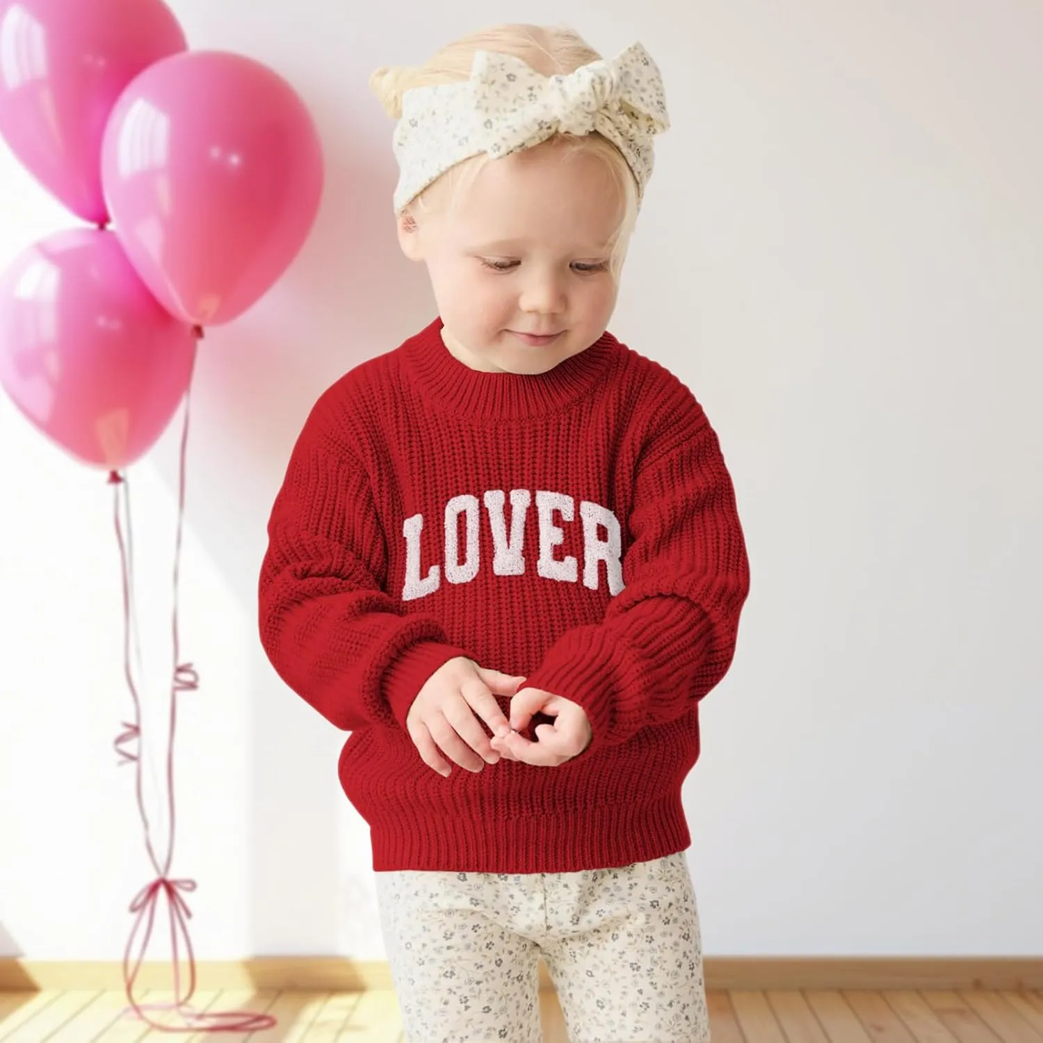 CM C&M WODRO Toddler Valentines Outfit Boy Girl Lover Embroidered Knit Sweater Kid Warm Crewneck Top Pullover Sweatshirt