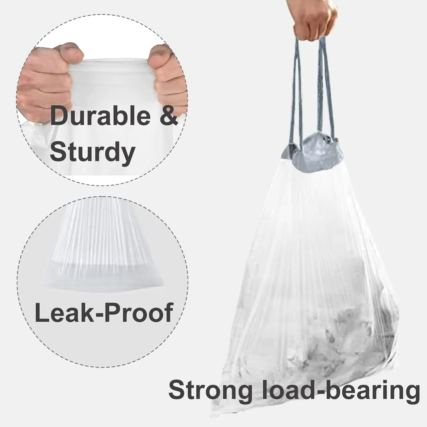 Code H 200 Count 8-9 Gallon Heavy Duty Trash Bags 1.2 Mil THICK Compatible with simplehuman Code H | White Garbage Can Liners Heavy Duty Plastic Trash Bags