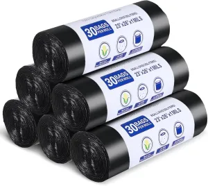 Colarr 180 Count Trash Bags 8 Gallon Recycle Trash Bags Portable Camping Toilet Bags for Bucket Toilet Disposable Trash Can Liners for Outdoor Camping Hiking Boating Travel, Black