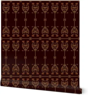 Commercial Grade Wallpaper 27ft x 2ft - Arts Butterfly Medieval Victorian Heart Art Nouveau Moth Edwardian Traditional Wallpaper by Spoonflower