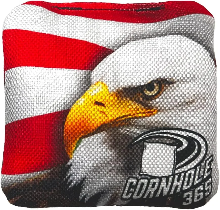 Cornhole365 Themed Cornhole Bag - All-Weather, Heavy-Duty & Durable Polyester Fabric, Resin Filling, Double-Stitched Duck Cloth - Professional Cornhole Bean Bags for Indoor & Outdoor Use - Set of 8