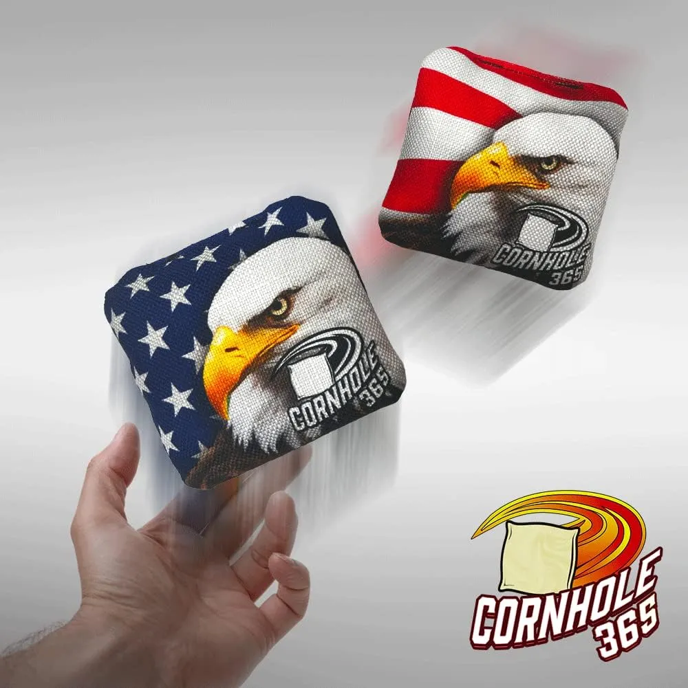 Cornhole365 Themed Cornhole Bag - All-Weather, Heavy-Duty & Durable Polyester Fabric, Resin Filling, Double-Stitched Duck Cloth - Professional Cornhole Bean Bags for Indoor & Outdoor Use - Set of 8