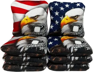 Cornhole365 Themed Cornhole Bag - All-Weather, Heavy-Duty & Durable Polyester Fabric, Resin Filling, Double-Stitched Duck Cloth - Professional Cornhole Bean Bags for Indoor & Outdoor Use - Set of 8
