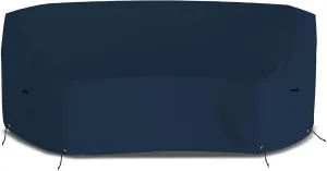 Covers & All Curved Outdoor Couch Cover, 12 Oz PVC Polyester Patio Furniture Cover, Tear & UV Proof Couch Cover Patio with Air Pockets & Drawstrings (90" L x 34" W x 32" H x 46" FL, Blue)