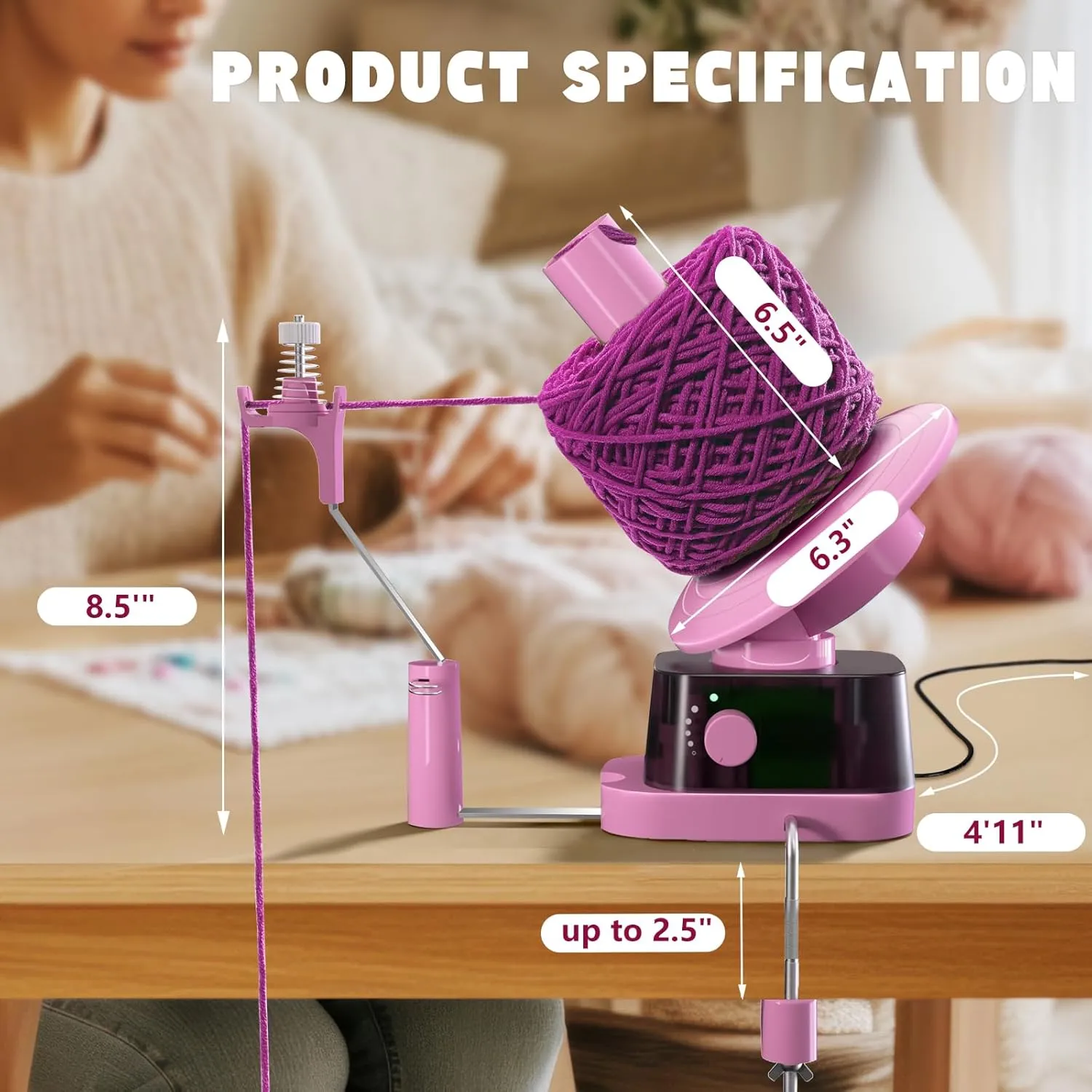 CozyBomB™ Yarn Winder | Electric Yarn Ball Winder, 13 oz Dual Strong Tension Knit Spinner for Crocheting, Automatic Crochet Wheel for Knitting Birthday Gift, Swift Weaving Ball Yarning Cake Roller