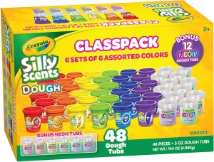 Crayola Playdough Bulk Pack | 48 Tubs of 3oz Scented Play Dough Plus 12 Sparkle Dough Colors for Teacher Supplies, Classroom or Preschool