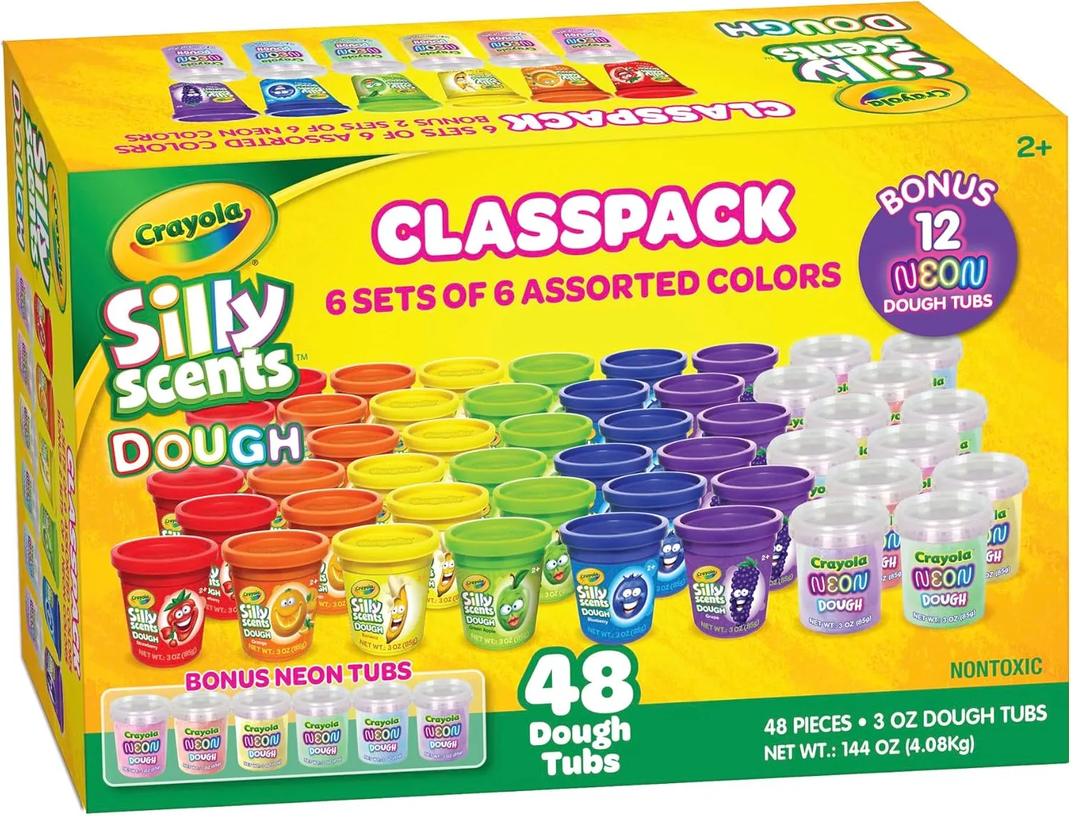 Crayola Playdough Bulk Pack | 48 Tubs of 3oz Scented Play Dough Plus 12 Sparkle Dough Colors for Teacher Supplies, Classroom or Preschool
