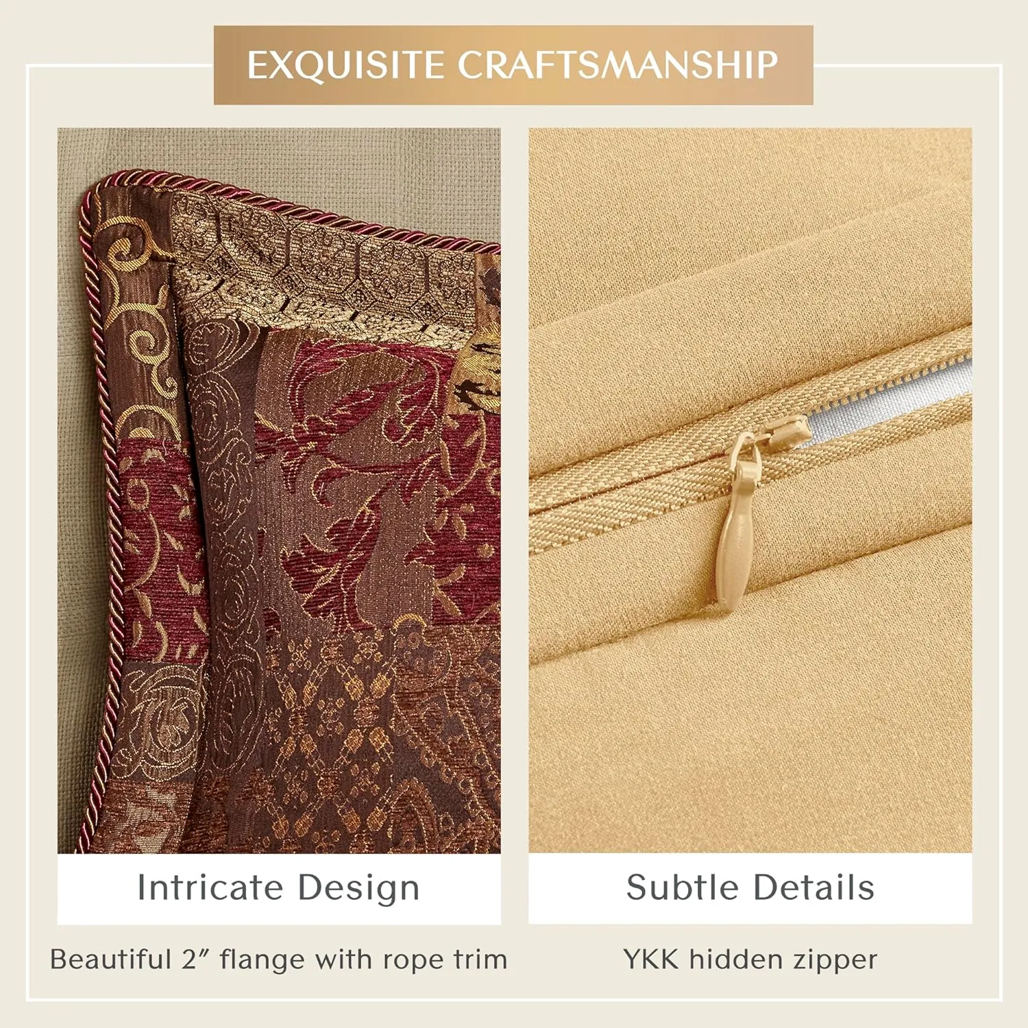 Croscill Galleria 4 Piece Jacquard Oversized Comforter Set, Luxury Traditional Patchwork Design Comforter Sets, Ultra Soft Bedding with 2 Pillow Shams, 1 Bed Skirt, Galleria, Queen, Red