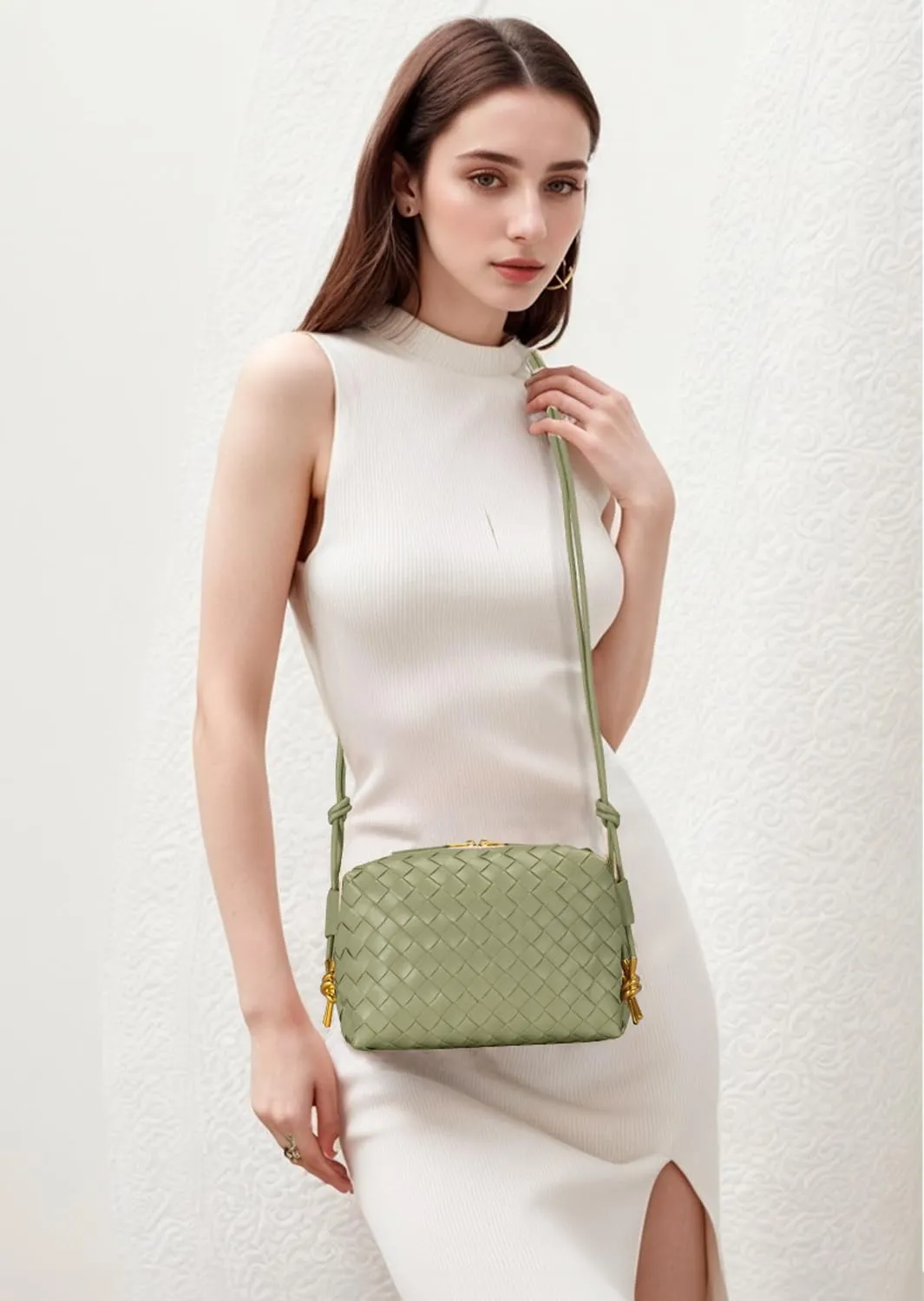 Crossbody Bags Woven Small Purses Shoulder Bag Leather Handbags for Women