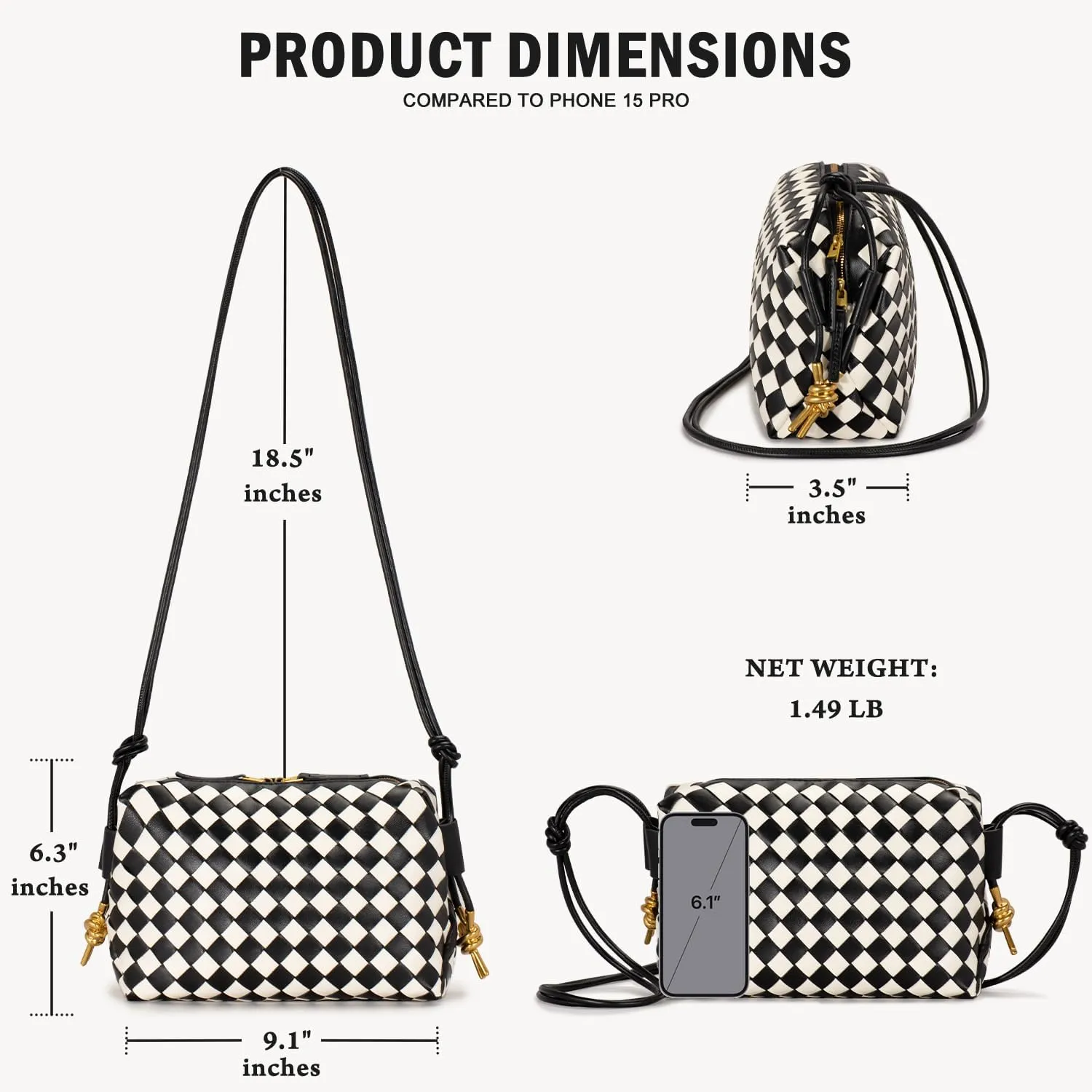 Crossbody Bags Woven Small Purses Shoulder Bag Leather Handbags for Women