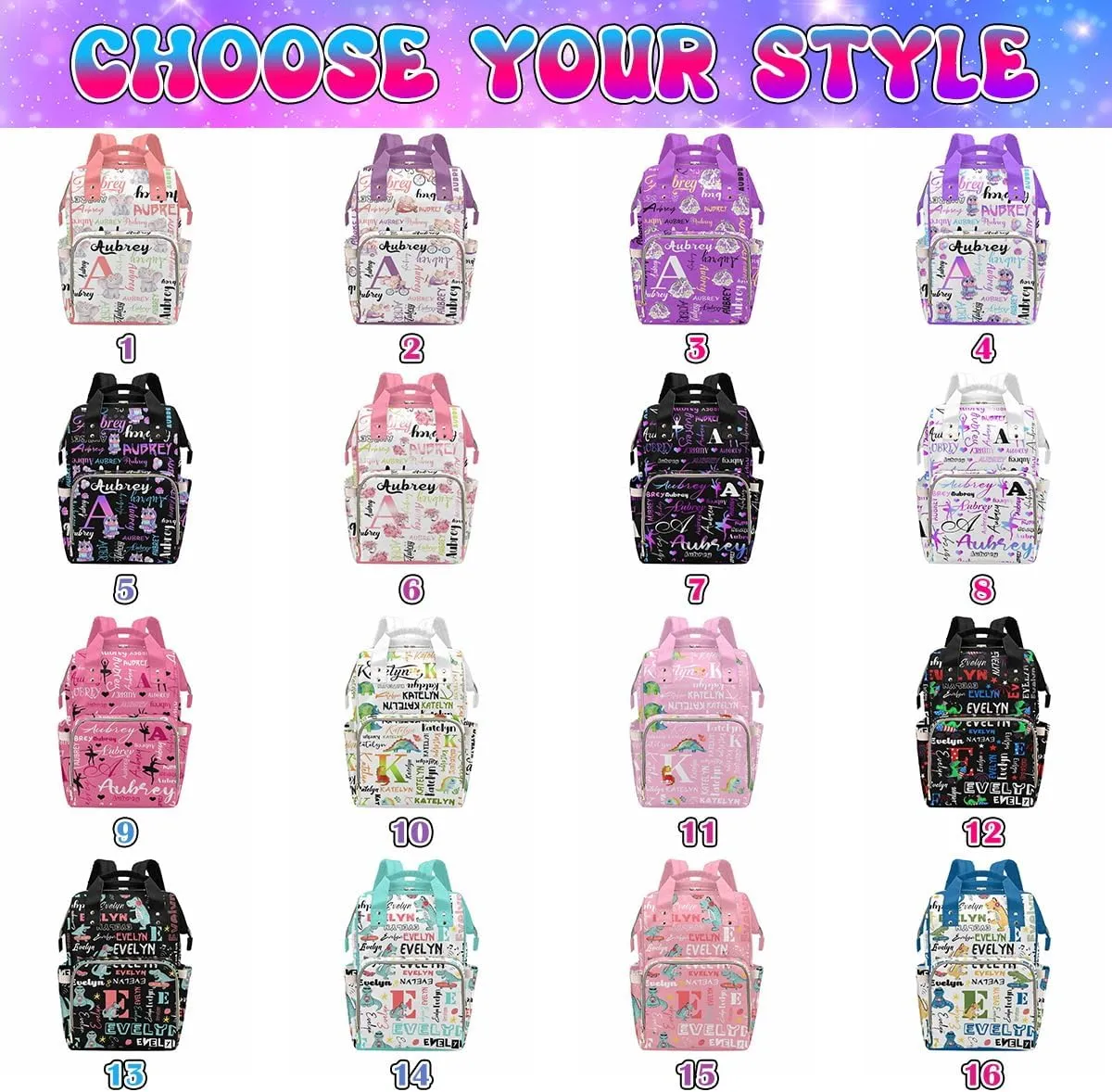 Customized Diaper Bags For Baby Customized Diaper Backpack for Holiday Travel Casual Daypack Personalized Diaper Bags For Baby Hiking Bag