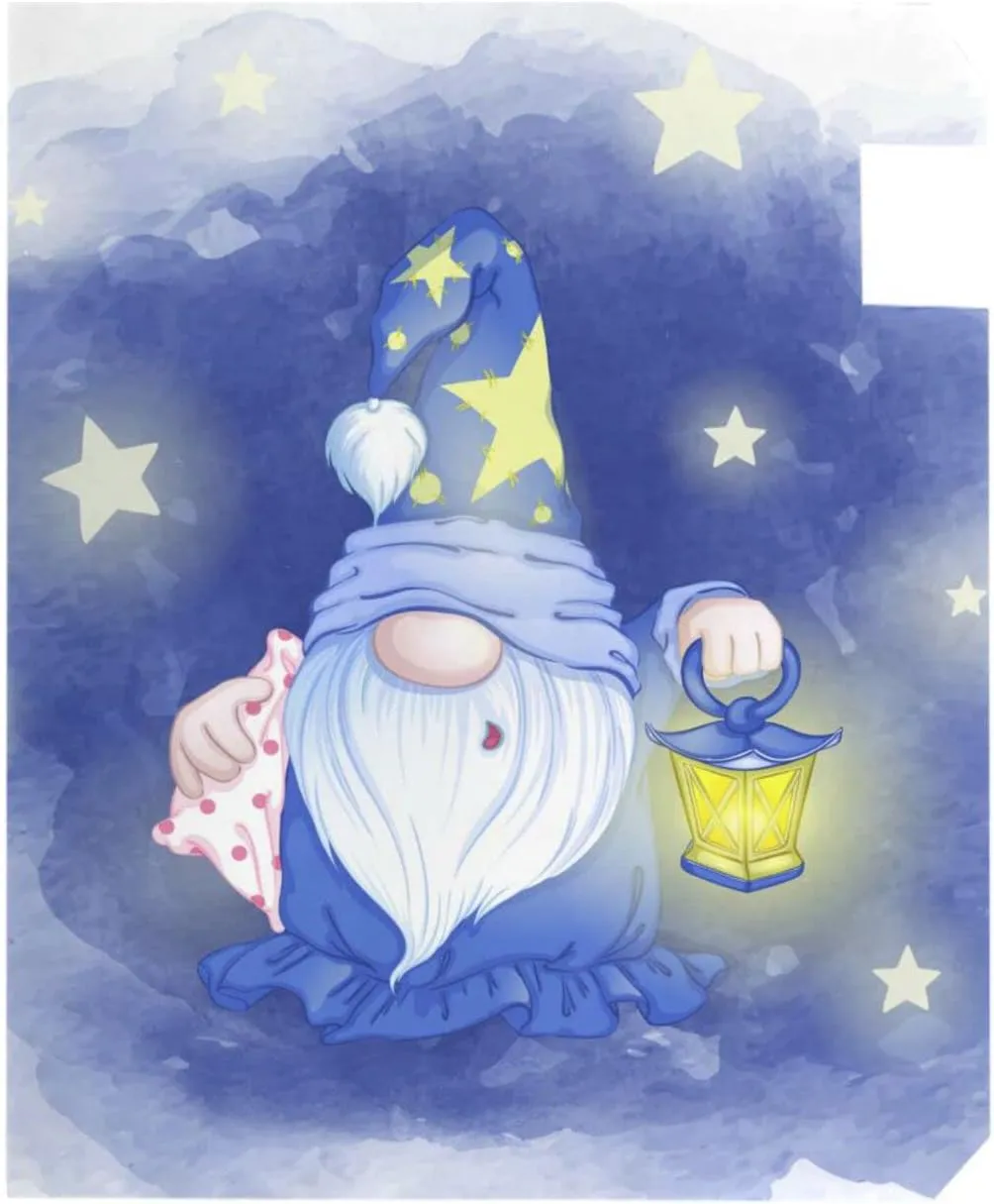 Cute Sleepy Gnome Mailbox Cover Light Starts Candle Magnetic Post Box Wrap PVC Standard Size 21" x 18" Letterbox Cover Decorative for Garden Yard Decor Mail Box Waterproof
