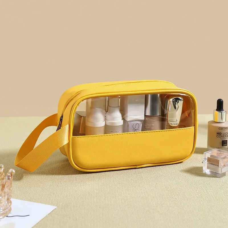 Cyflymder Patchwork Cosmetic Bag Makeup Storag Bag Translucent Large Capacity Bath Bag Organizer Waterproof Portable Travel Storage Bag