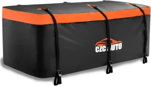 CZC AUTO Hitch Cargo Carrier Bag, 20 cu. ft Waterproof/Rainproof/Weatherproof Cargo Traveling Bag for Car Truck SUV Vans' Hitch Tray and Hitch Basket, Safe Steady Durable Soft, Black-Orange