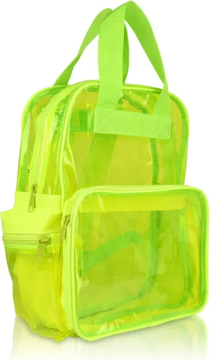 DALIX Small Transparent Clear Backpack in Neon Yellow