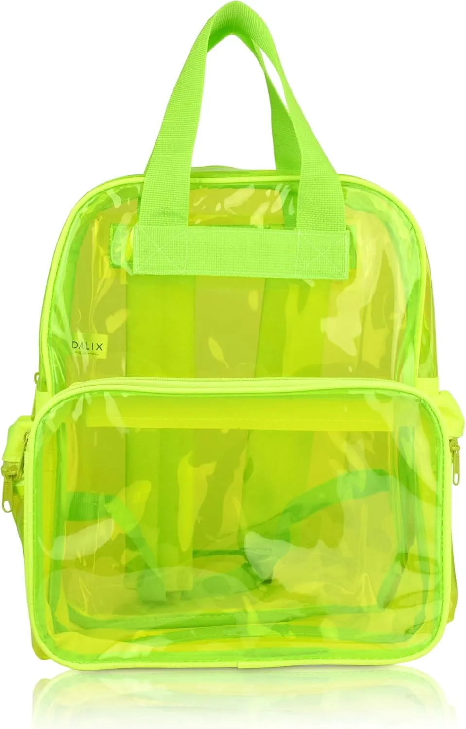 DALIX Small Transparent Clear Backpack in Neon Yellow