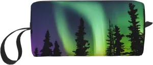 Dark Northern Lights Print print Multi-Purpose Cosmetic Bag with Zipper Canvas Makeup Bags, Travel Toiletry Pouch, Pencil Bags