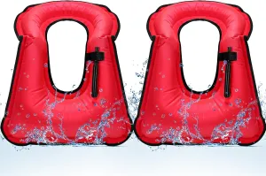 Deekin 2 Pcs Inflatable Snorkel Vest Adults Snorkeling Jackets Portable Jackets Swim Adjustable Safety Vest for Snorkeling Swimming Diving Surfing