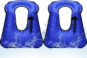 Deekin 2 Pcs Inflatable Snorkel Vest Adults Snorkeling Jackets Portable Jackets Swim Adjustable Safety Vest for Snorkeling Swimming Diving Surfing
