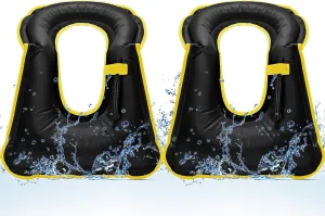 Deekin 2 Pcs Inflatable Snorkel Vest Adults Snorkeling Jackets Portable Jackets Swim Adjustable Safety Vest for Snorkeling Swimming Diving Surfing