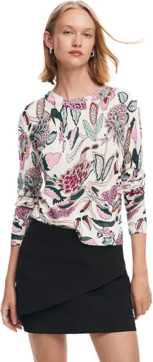 Desigual Women's Fine Geometric Patchwork Pullover