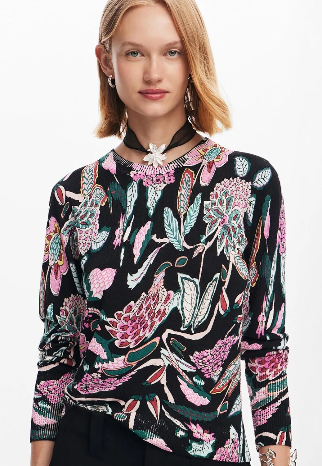 Desigual Women's Fine Geometric Patchwork Pullover