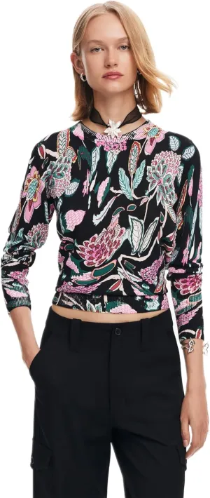 Desigual Women's Fine Geometric Patchwork Pullover