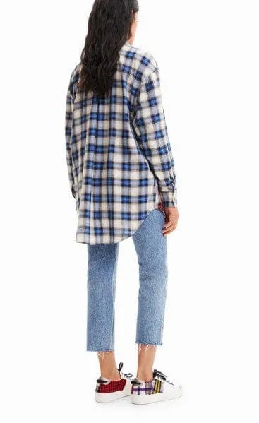 Desigual Womens Patchwork Plaid Shirt