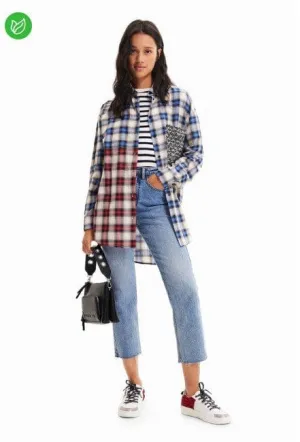 Desigual Womens Patchwork Plaid Shirt