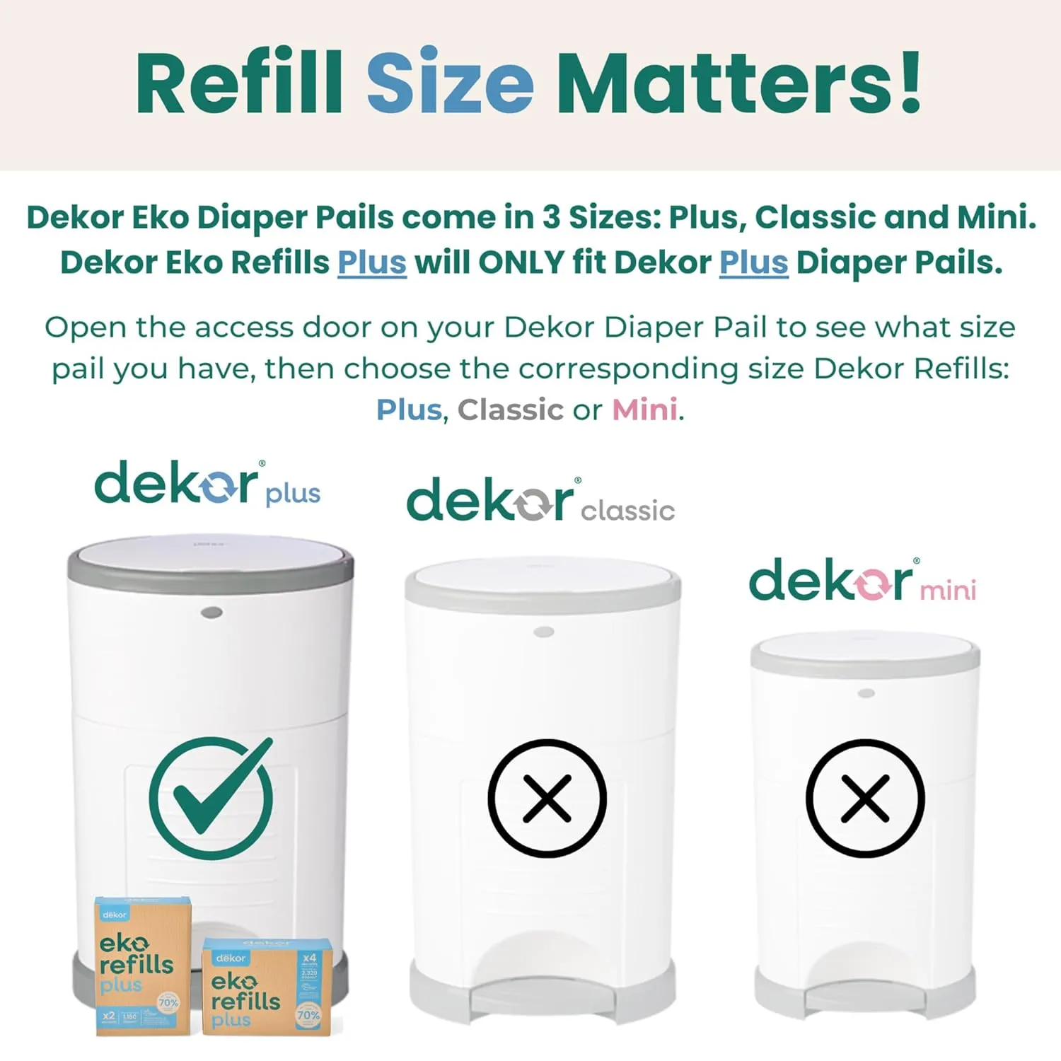 Diaper Dekor Pail Refills for Plus Original & Eko Diaper Pails, 4 Pack Unscented| Extra Thick Refills Made With 70% Recycled Materials