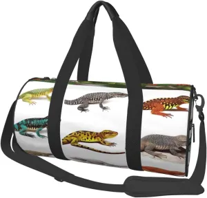 Different Types of Lizard Print Travel Duffel Bags With Pocket And Adjustable Strap Large Gym Bag Fashion Yoga Bag For Women Men