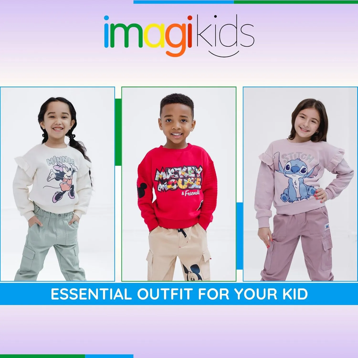 Disney Junior Fleece Sweatshirt and Twill Jogger Pants Outfit Set Toddler to Big Kid Sizes (2T - 14-16)