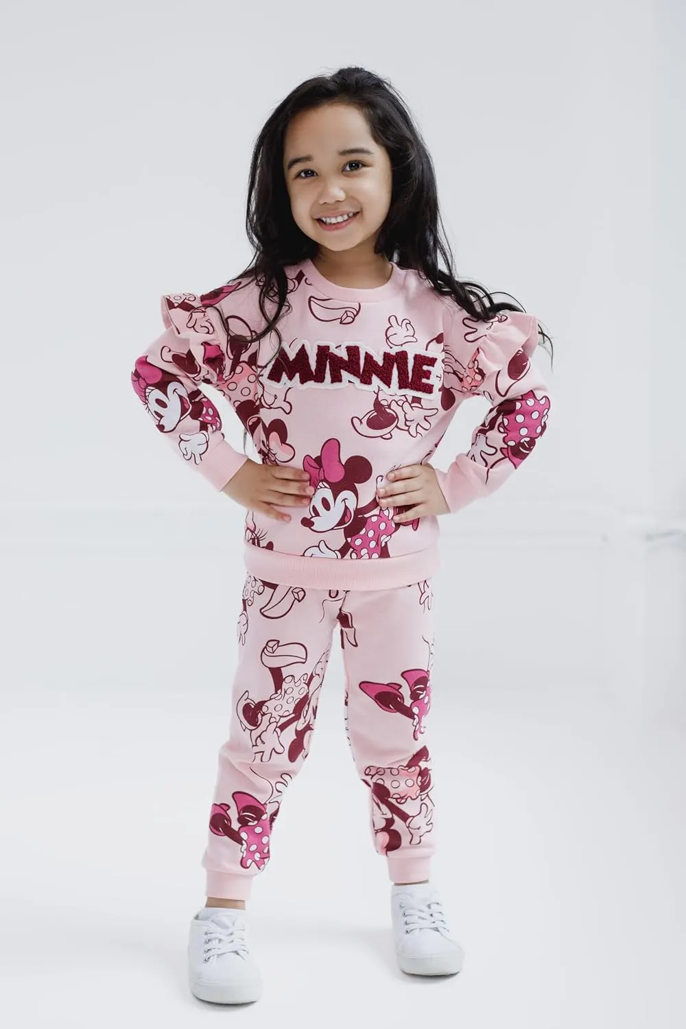 Disney Minnie Mouse Fleece Sweatshirt and Pants Outfit Set Newborn to Big Kid Sizes (Newborn - 14-16)