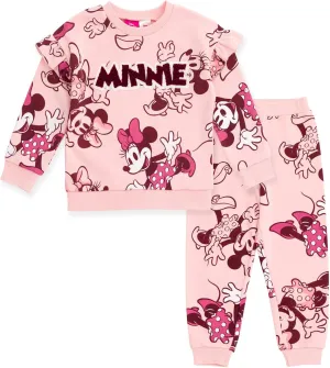 Disney Minnie Mouse Fleece Sweatshirt and Pants Outfit Set Newborn to Big Kid Sizes (Newborn - 14-16)