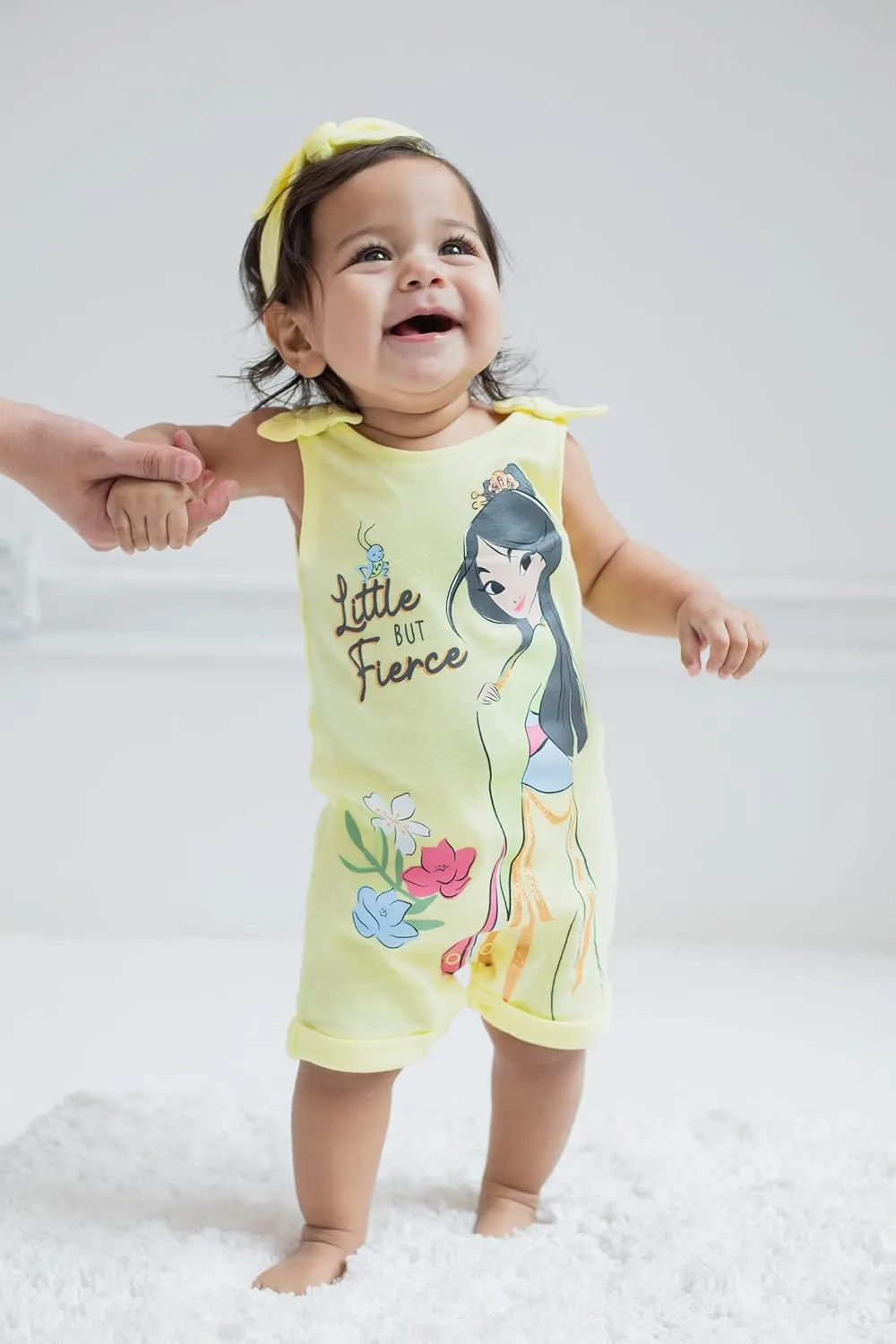 Disney Princess Rapunzel Ariel Belle Jasmine Aurora Baby Girls Snap Romper and Headband Newborn to Toddler