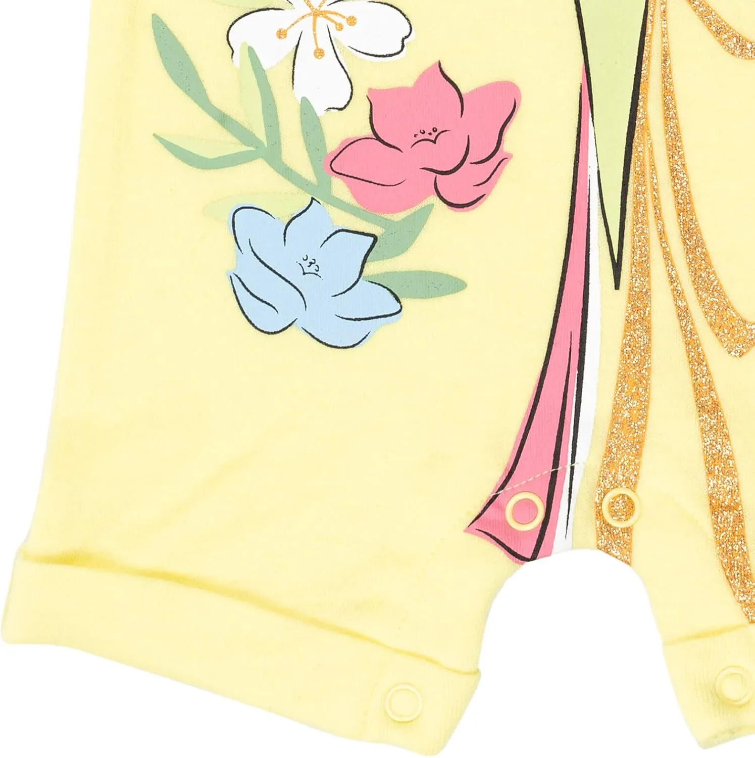 Disney Princess Rapunzel Ariel Belle Jasmine Aurora Baby Girls Snap Romper and Headband Newborn to Toddler