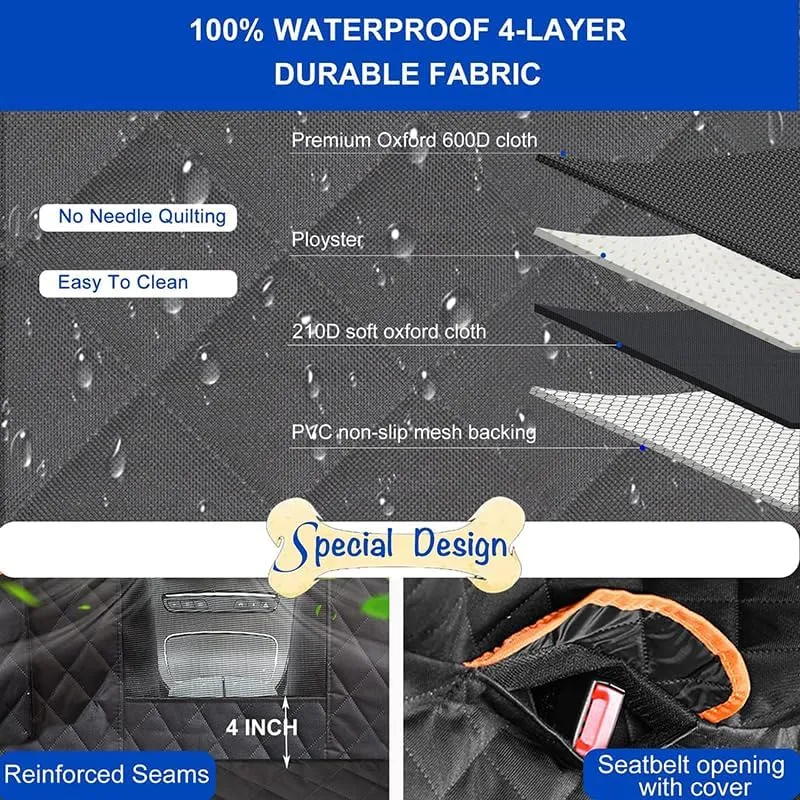 Dog Car Seat Cover for Mitsubishi Mirage 2019-2023, Dog Hammock for Car Back Seat, Waterproof Nonslip Car Boot Protector Blanket, Car Back Seat Cover Dog Car Seat Cover Blanket,A