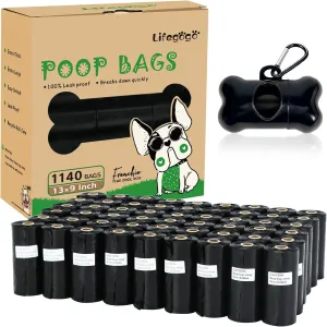 Dog Poop Bag 1140 Counts 57 Rolls, Unscented Doggy Poop Bags, Leak-Proof Dog Bags for Poop, Dog Waste Bags with Dispenser (13 x 9 Inches)