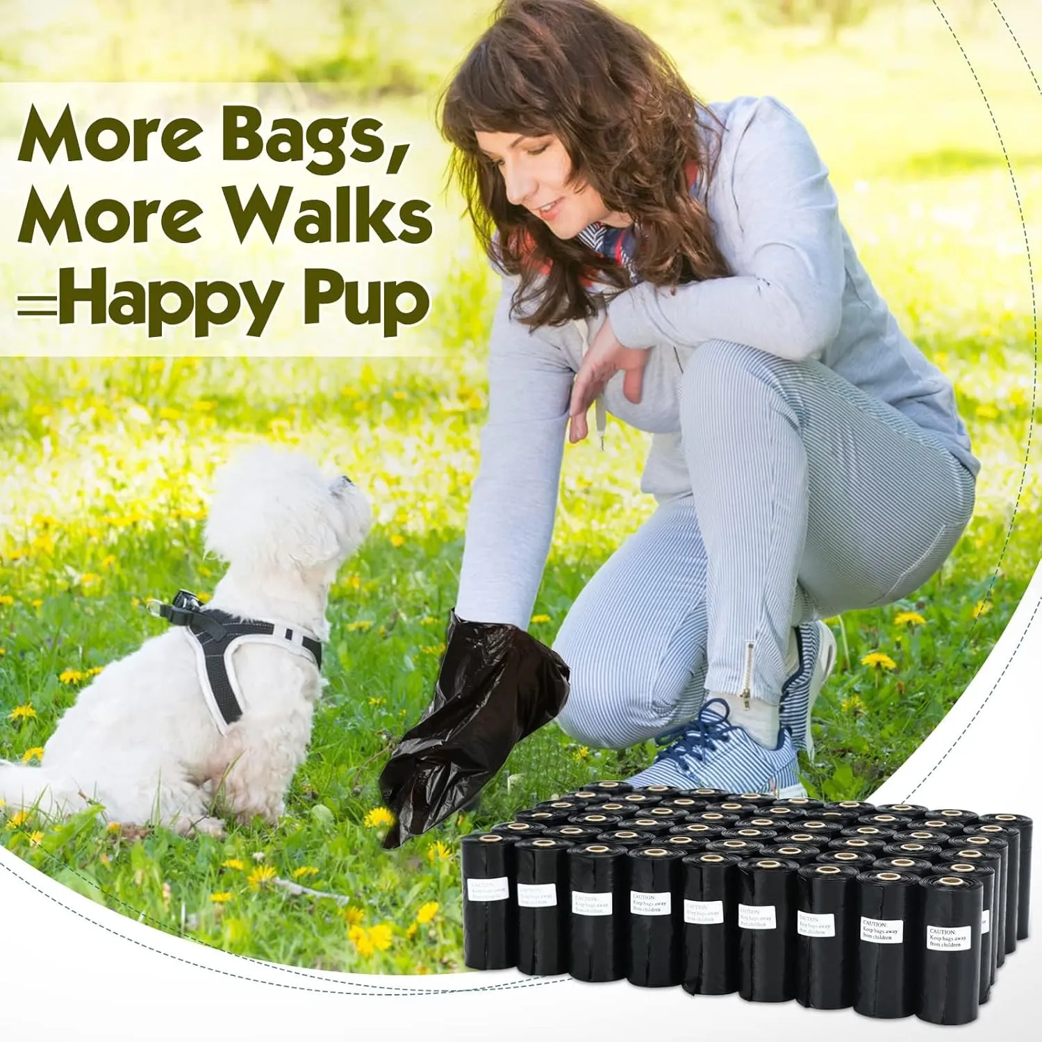 Dog Poop Bag 1140 Counts 57 Rolls, Unscented Doggy Poop Bags, Leak-Proof Dog Bags for Poop, Dog Waste Bags with Dispenser (13 x 9 Inches)