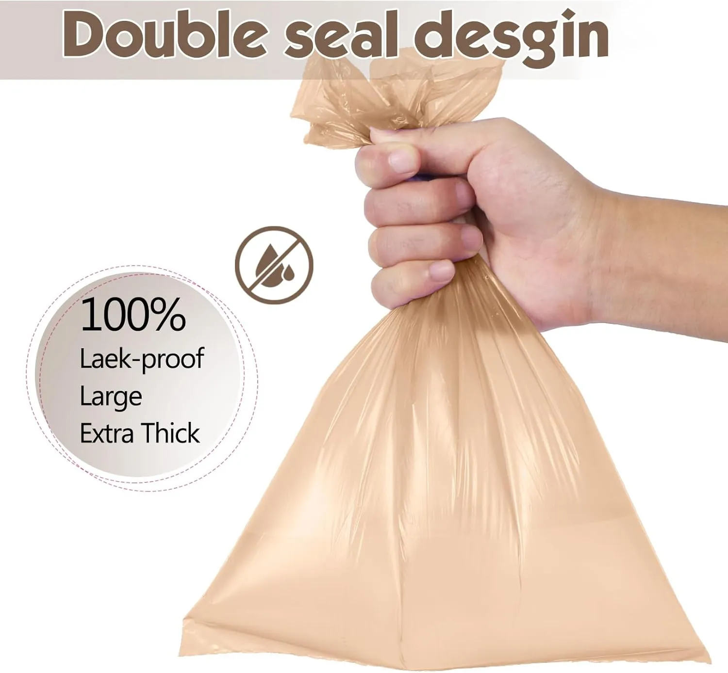 Dog Poop Bag 1140 Counts 57 Rolls, Unscented Doggy Poop Bags, Leak-Proof Dog Bags for Poop, Dog Waste Bags with Dispenser- Coffee (13 x 9 Inches)